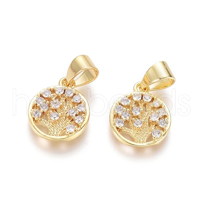 Brass Micro Pave Clear Cubic Zirconia Charms ZIRC-G153-40G-1