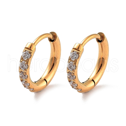 Ion Plating(IP) 316 Surgical Stainless Steel Pave Clear Cubic Zirconia Hoop Earrings Women EJEW-A109-01B-G-1
