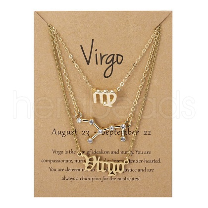 3Pcs 3 Styles Alloy Crystal Rhinestone Constellation Pendant Necklaces Sets WGEBB06-11-1