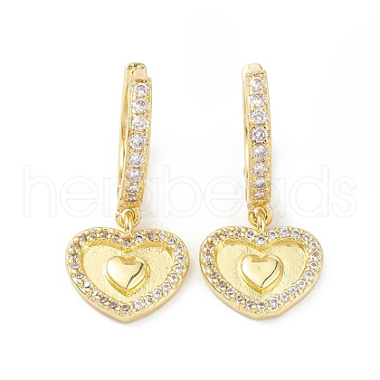 Heart Rack Plating Brass Cubic Zirconia Hoop Earrings EJEW-K245-17B-1