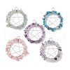 Mixed Gemstone Chips Copper Wire Wrapped Pendants PALLOY-JF02552-02-1