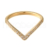 Ion Plating(IP) 304 Stainless Steel Micro Pave Clear Cubic Zirconia V Shape Finger Rings for Women RJEW-B066-04G-2