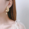 Fan with Leaf Alloy Dangle Stud Earrings FS-WGF637E-01-2