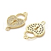 Brass Micro Pave Clear Cubic Zirconia Heart Lock Connector Charms KK-M324-14G-2