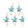 10Pcs 2 Colors Dyed Synthetic Turquoise Starfish Rondelle Beaded Connector Charms PALLOY-JF04014-2