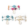 2Pcs 2 Style Starfish & Tortoise Synthetic Turquoise(Dyed) & Glass Pearl Beaded Stretch Bracelets Set BJEW-JB08994-1