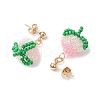 Handmade Glass Seed Beads Peach Dangle Stud Earrings EJEW-MZ00448-4
