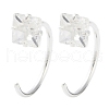 999 Fine Silver Micro Pave Clear Cubic Zirconia Pull Through Earrings EJEW-P296-28F-S-1