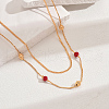 Fashionable Brass & Stone Double Layer Necklaces for Women YE5870-4-1