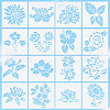 16Pcs 16 Patterns PET Plastic Hollow Out Drawing Painting Stencils Templates AJEW-WH0332-76-1