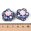 Flower Shape Polymer Clay Rhinestone Beads CLAY-U023-01F-3