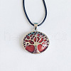 Alloy Pave Natural Red Jasper Tree of Life Pendant Necklaces KW6501-5-1