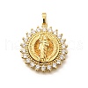 Religion Themed Rack Plating Brass Micro Pave Cubic Zirconia Pendants KK-L226-007G-05-1