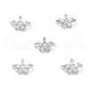 Rack Plating Brass Pave Clear Cubic Zirconia Flower Slide Charms KK-G464-01P-4