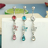 304 Stainless Steel Cubic Zirconia Teardrop Dangle Belly Rings WG60E11-03-1