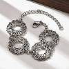 304 Stainless Stee Flat Round Link Chain Bracelets for Women Men BJEW-A033-02AS-1