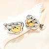 304 Stainless Steel Two-tone Stud Earrings for Women EJEW-R023-01GP-06-3
