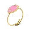 Ion Plating(IP) Fish 304 Stainless Steel Enamel Ring RJEW-A038-14G-01-1