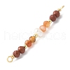 Faceted Round Natural Mixed Gemstone & Potato Natural Cultured Freshwater Pearl Beaded Connector Charms PALLOY-JF03531-4