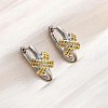X-Shaped Brass Micro Pave Clear Cubic Zirconia Hoop Earrings EJEW-H158-18A-GP-1