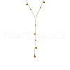304 Stainless Steel Ball Chain Long Tassel Y Necklaces for Women FS-WG75565-01-5