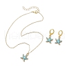 Starfish Enamel Leverback Earrings & Pendant Necklaces Sets SJEW-JS01297-1