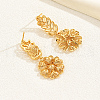 Vintage Vacation Style Leaf with Flower Brass Dangle Stud Earrings AN4292-4