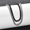 304 Stainless Steel Box Chain Multi-strand Bracelets for Men Women BJEW-Q038-03-3