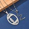 304 Stainless Steel Hollow Rugby Pendant Necklaces NJEW-D318-01P-3
