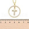 Brass Micro Pave Clear Cubic Zirconia Ring Pendant Necklaces NJEW-P322-A02-G-5