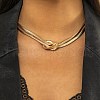 304 Stainless Steel Snake Chain Knot Necklaces for Women NJEW-G167-01G-1