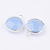 Silver Color Plated Brass Glass Flat Round Charms GLAA-M003-A-18S-2