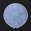 Flat Round with Flower & Butterfly Cup Mat Silicone Molds DIY-M034-29-2