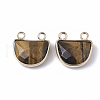 Natural Tiger Eye Semi Circle Pendants G-S359-011C-2