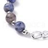 Natural Mixed Stone Round Beaded Bracelets Set with Curb Chain for Men Women BJEW-TA00048-8