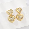 Brass Micro Pave Clear Cubic Zirconia Stud Earrings EJEW-H154-10A-G-1