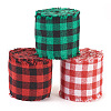 3 Rolls 3 Colors Tartan Cotton Linen Frayed Ribbon OCOR-TAC0035-11A-3