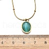 Imitation Cat Eye Oval Pendant Necklace with Round Snake Chains X-NJEW-G085-06G-4
