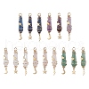 3Pcs 3 Styles Natural Mixed Stone Pointed Copper Wire Wrapped Faceted Bullet Big Pendants PALLOY-JF03572-1