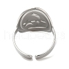 Non-Tarnish 304 Stainless Steel Moon with Star Open Cuff Ring for Women RJEW-M149-29P-2