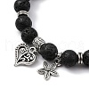 Natural Lava Rock Round Beaded Stretch Bracelets BJEW-JB09900-01-2