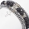 3Pcs 3 Style Natural Lava Rock & Synthetic Hematite Stretch Bracelets Set BJEW-JB08692-6