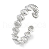 Shell Shape Rack Plating Brass Cuff Bangles for Women BJEW-P341-05P-1