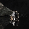 Oval Natural Dyed & Heated Black Agate Finger Rings PW-WG03CB0-01-2