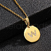 Brass Micro Pave Clear Cubic Zirconia Flat Round with Letter Pendant Necklaces FS-WG00655-23-1