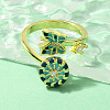 Helm & Butterfly Enamel Rotatable Cuff Rings for Women RJEW-R005-09G-2