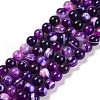 Natural Striped Agate/Banded Agate Beads Strands G-H037-A02-03-2