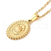 Oval with Sun 304 Stainless Steel Pendant Necklaces for Women NJEW-U009-01G-1