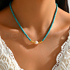 Synthetic Turquoise Column & Natural Pearl Beaded Necklace DK7962-1-2