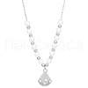 Shell Shape Alloy Crystal Rhinestone Pendant Round Plastic Imitation Pearl Beaded Necklaces for Women FS-WG40A88-09-1